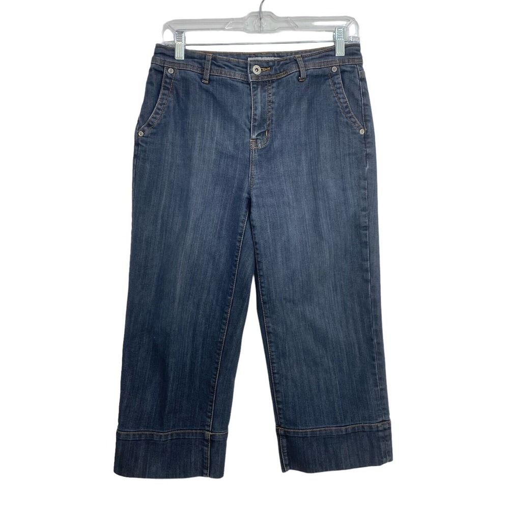 Chico's Capri Jeans Women Small 4 Blue Platinum Denim Back Pockets Stretch